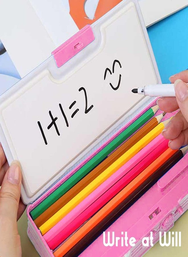 MVM Enterprise Multifunctional Space Password Lock Double Sided Compass Box for Kids, Pencil Box for Boy & Girl, Aesthetic Stationary Items, Space Astronaut Theme Pencil Case (Pink) - Image 4